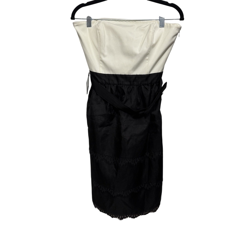 White House Black Market Dress Womens 6 Black White Strapless Tiered Lace NWT